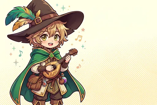 Chibi Fantasy Bard Playing Miniature Lute