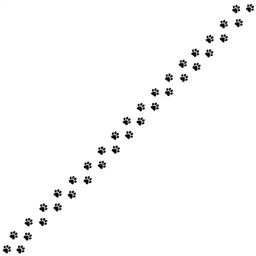 Diagonal Black Paw Print Trail