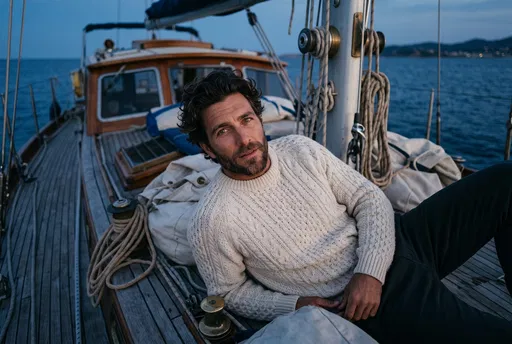 Man Relaxing on Sailboat at Dusk