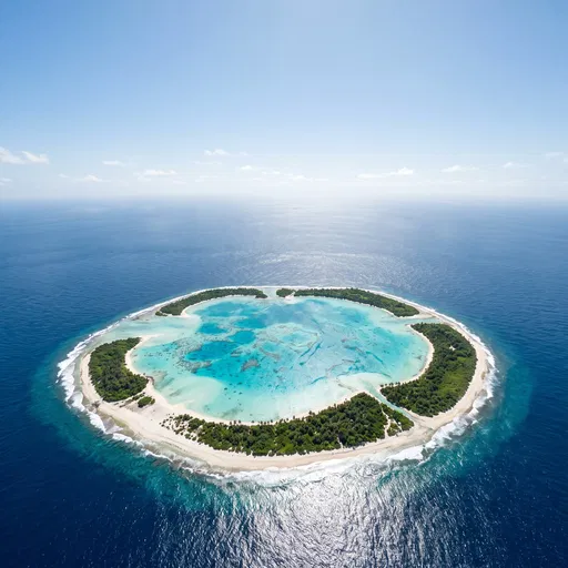Aerial View of Tropical Coral Atoll