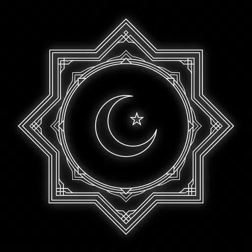 Glowing White Islamic Crescent Star Frame