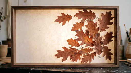 Backlit Autumn Oak Leaves in Shadowbox