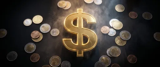 Gold Dollar Sign and Blank Coins