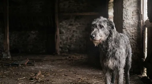 Irish Wolfhound in Stone Barn