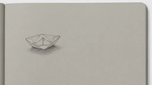 Minimalist Pencil Drawing of Paper Boat