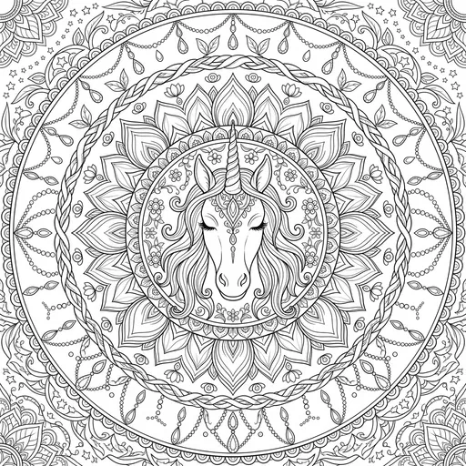 Intricate Unicorn Mandala Coloring Page