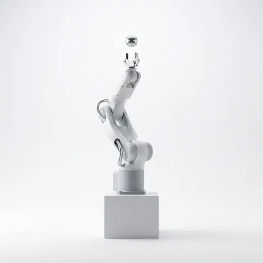 Minimalist Robot Arm Levitating Metallic Orb