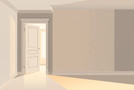 Minimalist Hallway With Open Door Illustration