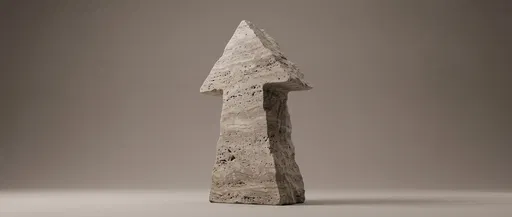 Carved Travertine Stone Upward Arrow Sculpture