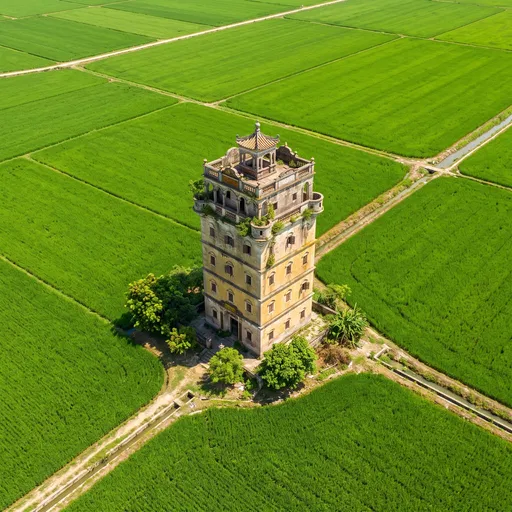 Aerial View of Kaiping Diaolou Watchtower