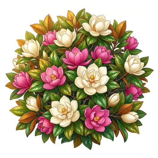 Blooming Pink and White Magnolia Clipart