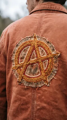 Embroidered Anarchy Patch on Terracotta Jacket