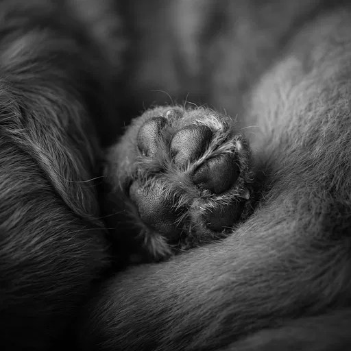 Monochrome Macro Close-Up of Puppy Paw