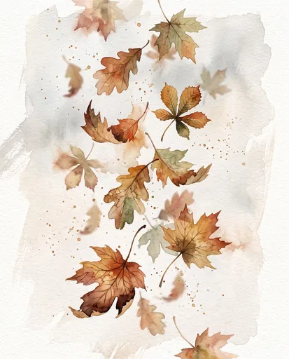 Watercolor Falling Autumn Leaves Illustration