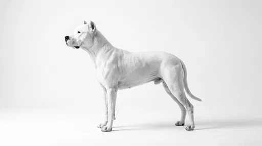 Dogo Argentino Standing in White Studio Profile