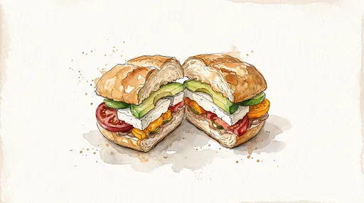 Watercolor Mexican Torta Sandwich Illustration