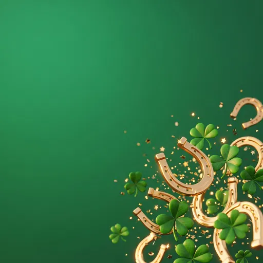 Gold Horseshoes and Shamrocks Background
