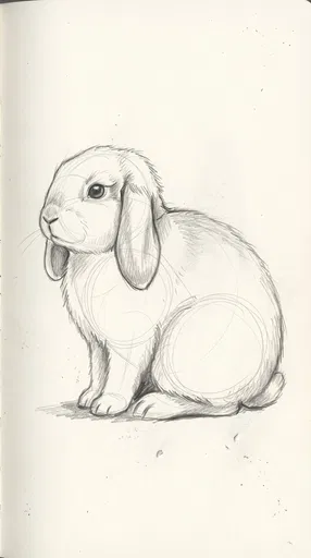 Graphite Pencil Sketch of Lop-Eared Rabbit