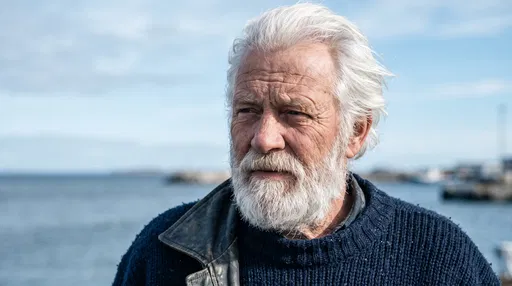 Bearded Senior Fisherman by the Coast