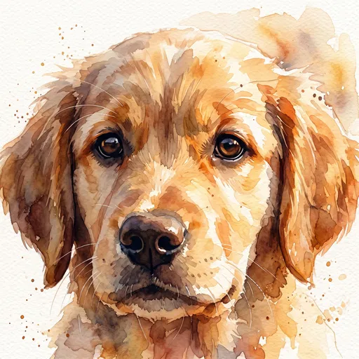 Watercolor Golden Retriever Puppy Portrait