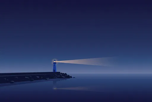 Minimalist Blue Lighthouse at Dusk