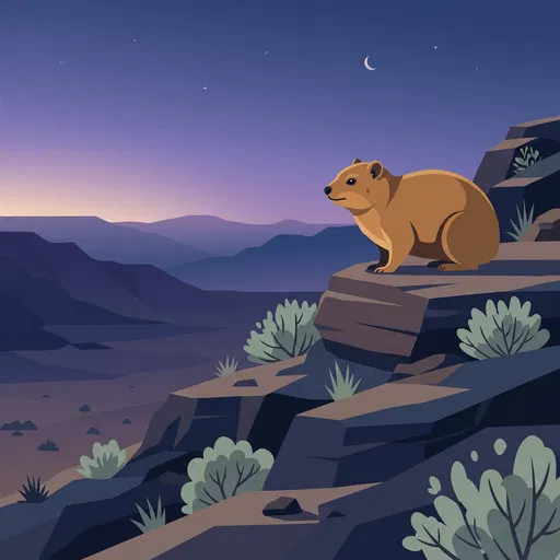 Rock Hyrax on Cliff at Twilight