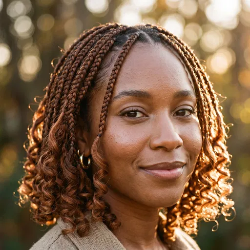 Woman With Copper French Curl Braids