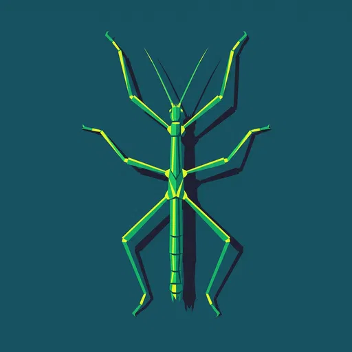 Geometric Green Stick Bug Illustration