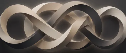 Abstract Interlocking Beige Mobius Ribbon Graphic