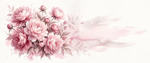 Watercolor Pink Peonies Floral Banner