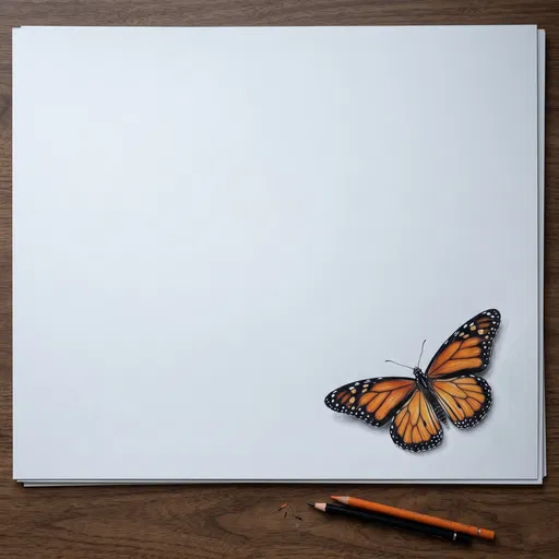 Monarch Butterfly Drawing with Copy Space