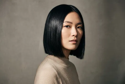 Portrait of Woman with Black Bob Haircut