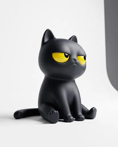 Stylized Black Cat Giving Side Eye