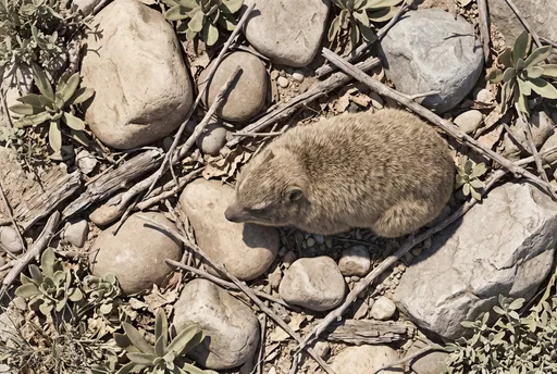 Top View of Resting Rock Badger
