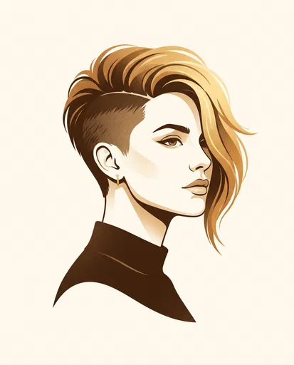 Illustration of Woman With Undercut Pixie Hair