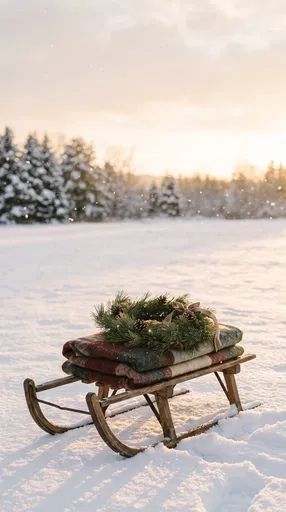Vintage Wooden Sled with Pine Wreath