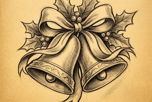 Charcoal Sketch of Christmas Bells