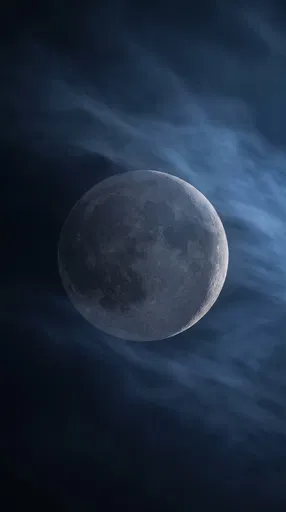 Dark Moon in Blue Night Clouds
