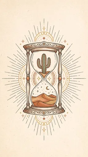 Boho Desert Hourglass Line Art Illustration