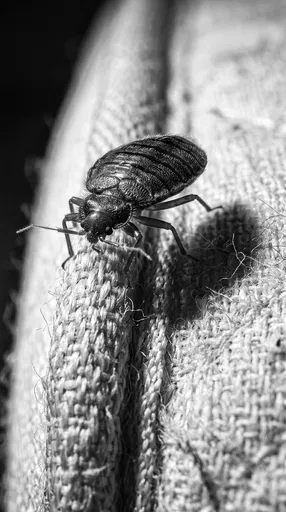 Macro Monochrome Bed Bug on Seam