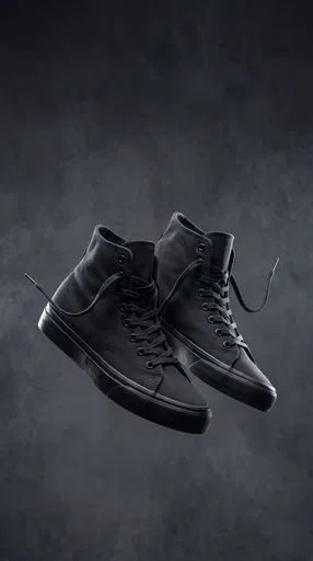Floating Black Canvas High-Top Sneakers