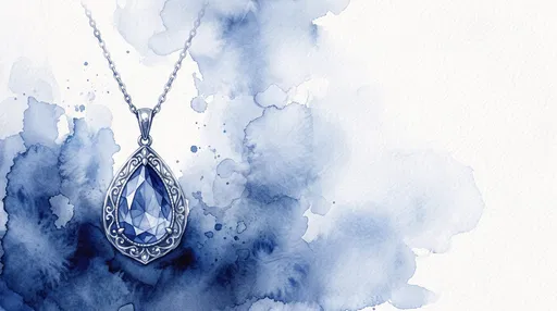 Watercolor Blue Sapphire Pendant Illustration