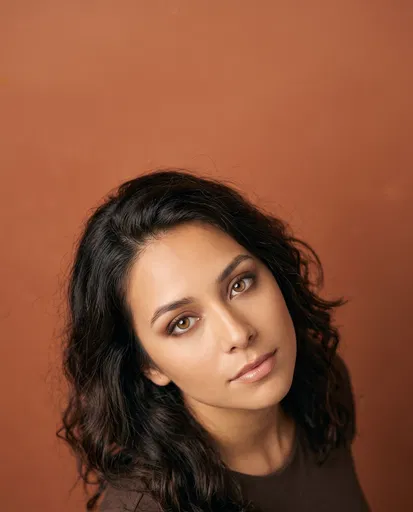 Portrait of Woman on Terracotta Background