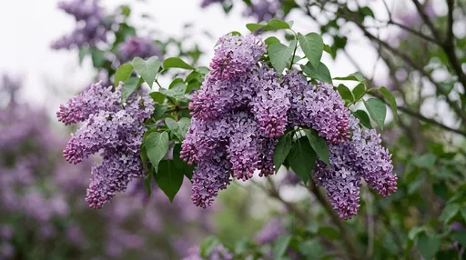 Blooming Purple Lilac Branch in Spring