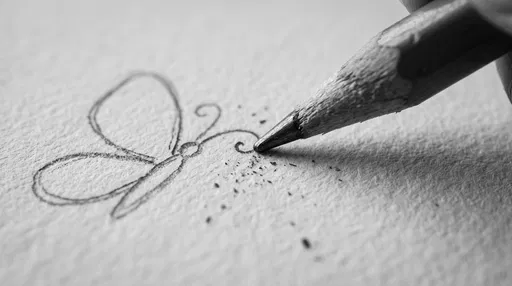 Macro Pencil Sketching Simple Butterfly