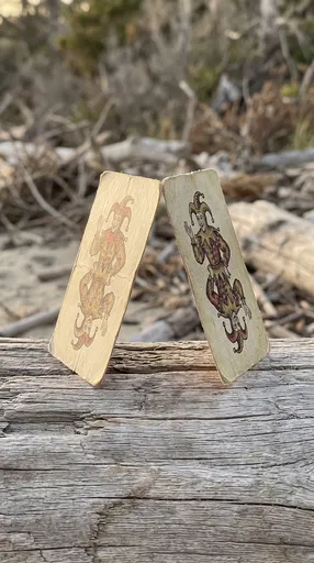 Vintage Jester Playing Cards on Driftwood
