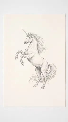 Graphite Pencil Drawing of Rearing Unicorn