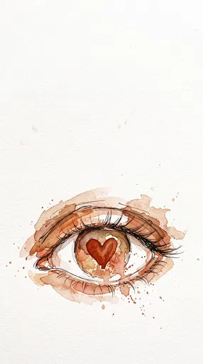 Watercolor Eye Illustration With Heart Pupil