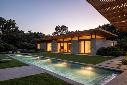 Modern Concrete Home with Lap Pool