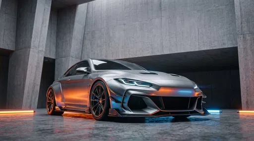 Matte Silver Sports Coupe in Concrete Studio